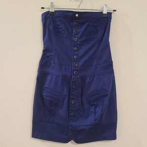 New without Tags FOXY JEANS Navy Blue Nautical Style Strapless Mini Dress